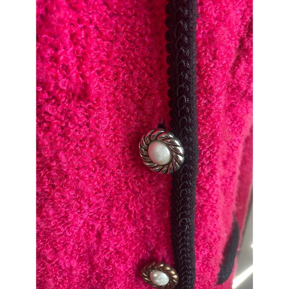 Vintage 90s Robinson's Hot Pink Boucle Sweater Blazer Size Medium - Picture 4 of 5